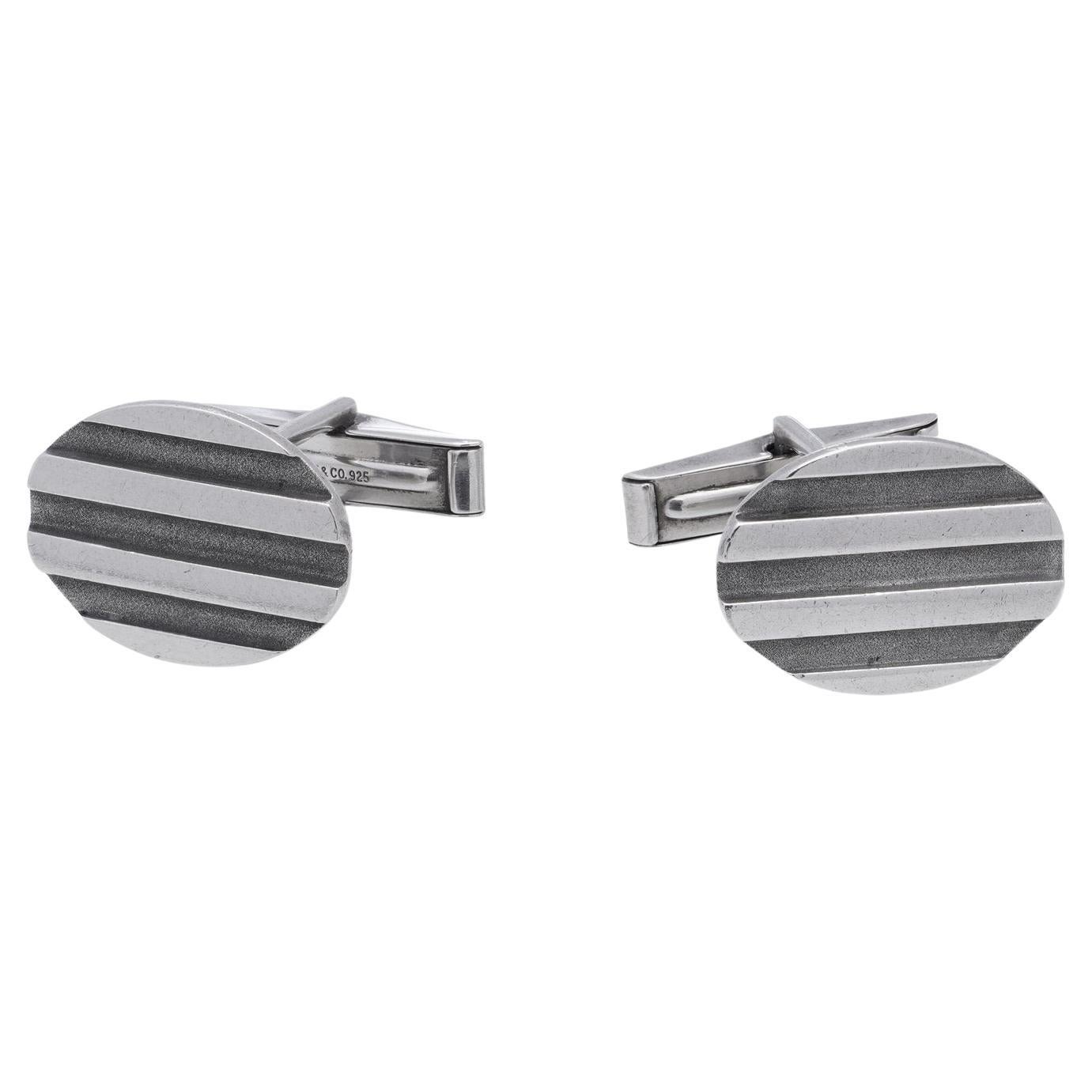 Tiffany & Co. Gemelos ovalados acanalados de plata, 1995