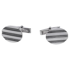 Tiffany & Co. Silver Ribbed Oval Cufflinks, 1995