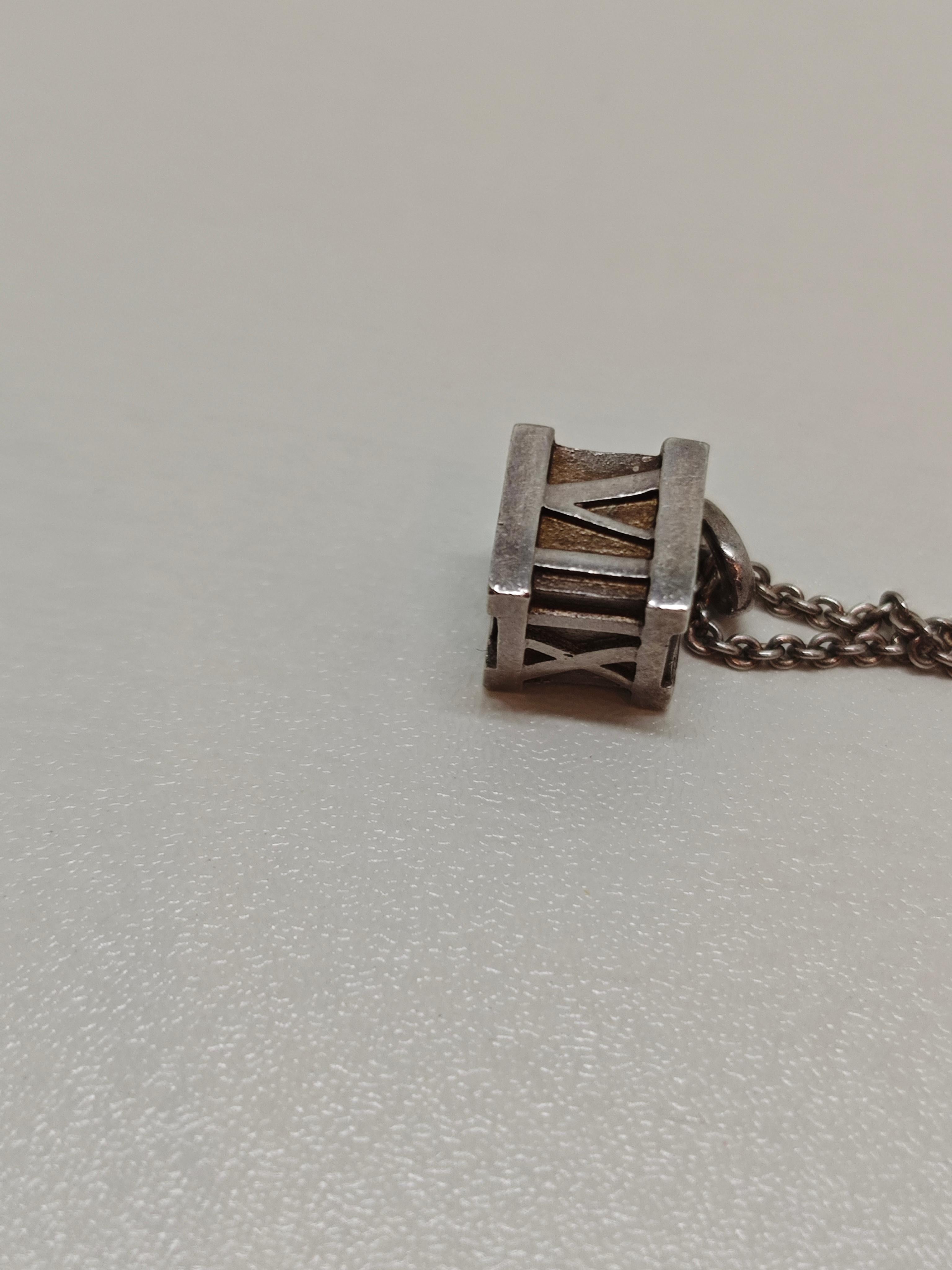 Tiffany & Co. Silver Roman Numeral Cube Necklace For Sale 2