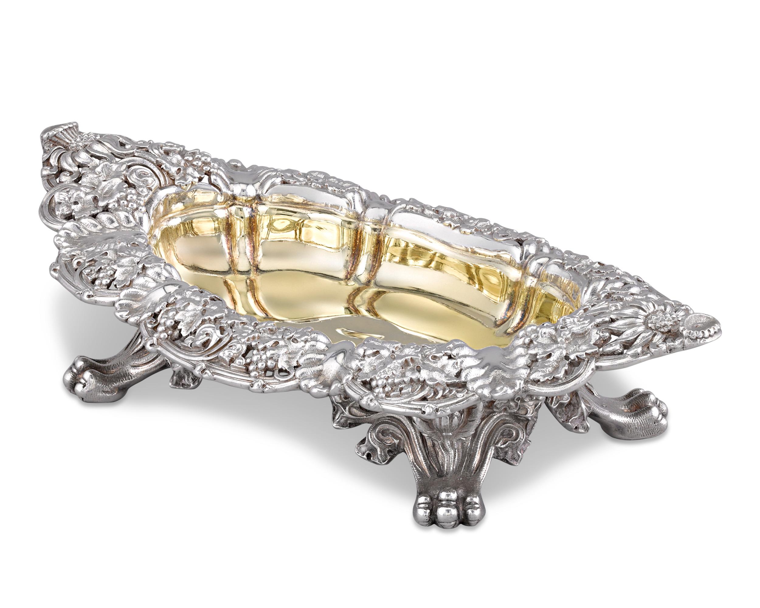 Tiffany & Co. created this beautiful set of four silver salt cellars in a majestic grapevine motif specifically for Mary Frances Hopkins-Searles, the widow of 