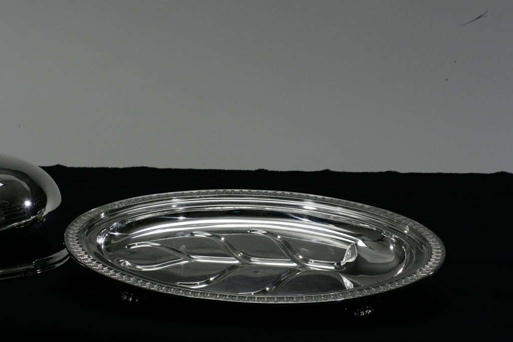 Hand-Crafted Tiffany & Co. Silver-Soldered Oval Domed Covered Well & Tree Platter