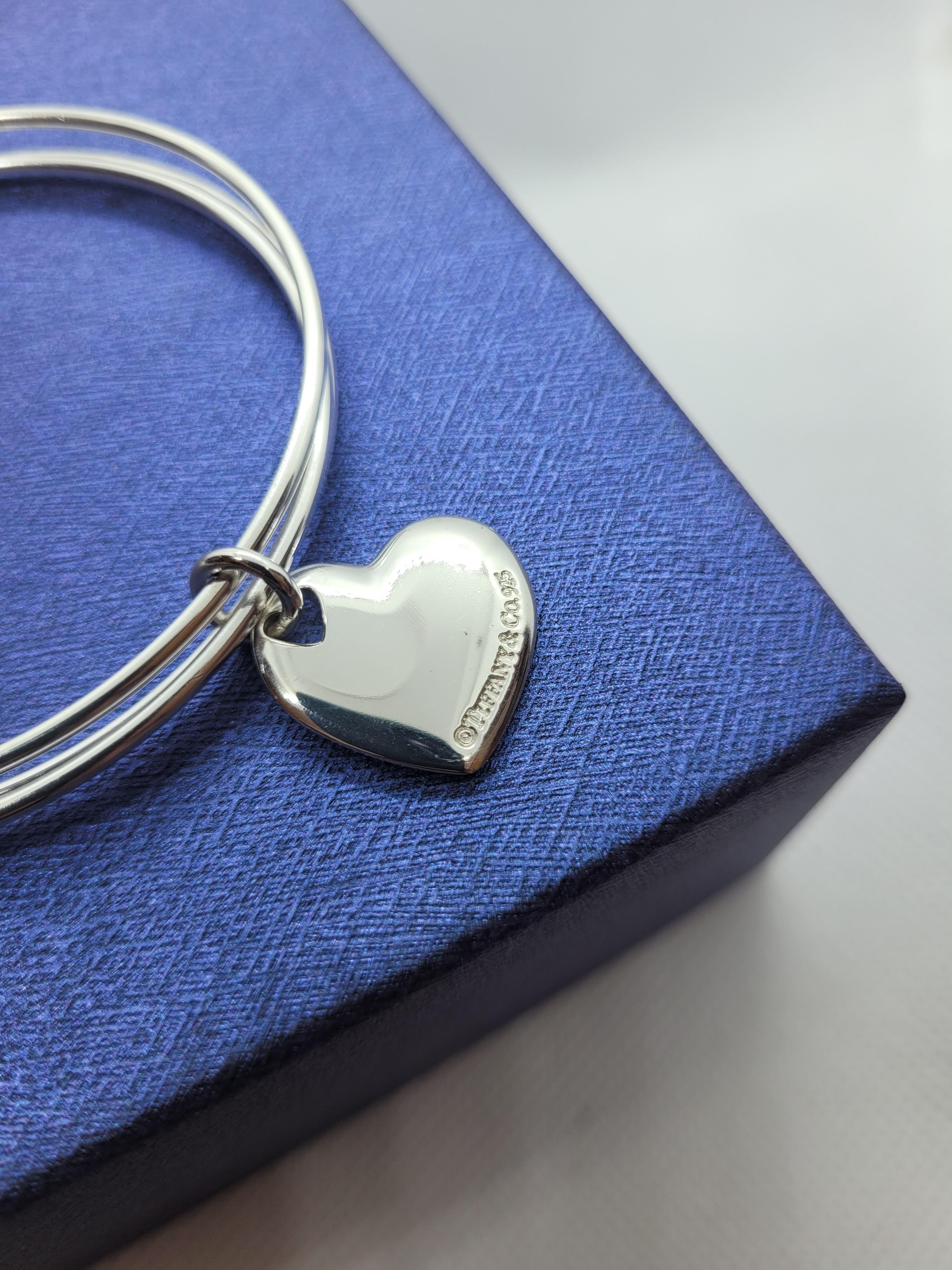 tiffany silver bangle with heart