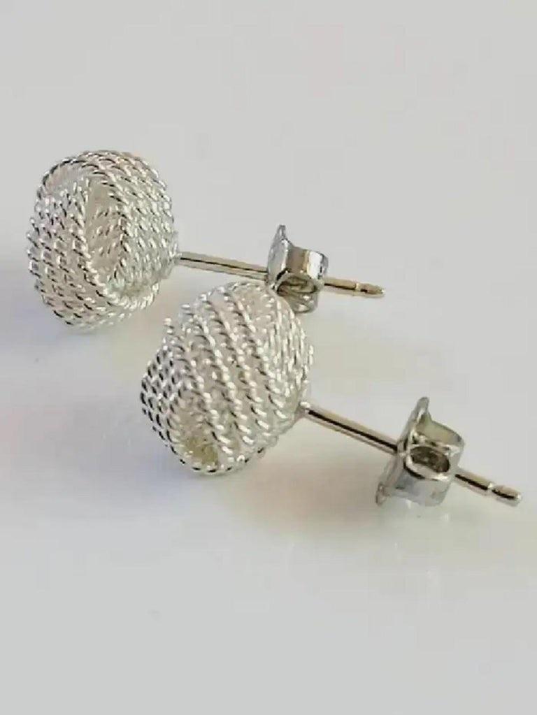 Tiffany & Co. Silver Twist Knot Earrings In New Condition For Sale In New York, NY