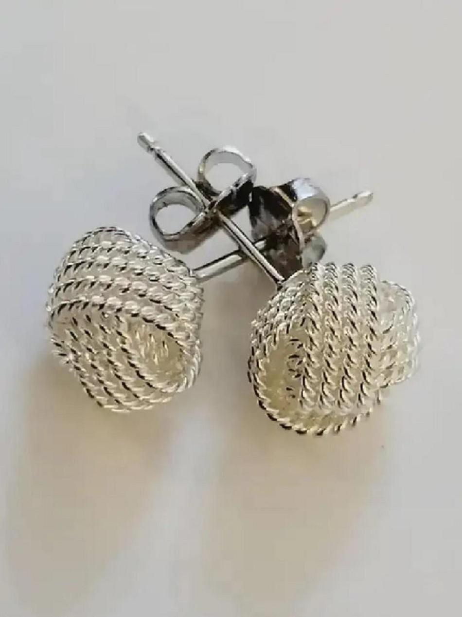 Women's Tiffany & Co. Silver Twist Knot Earrings For Sale