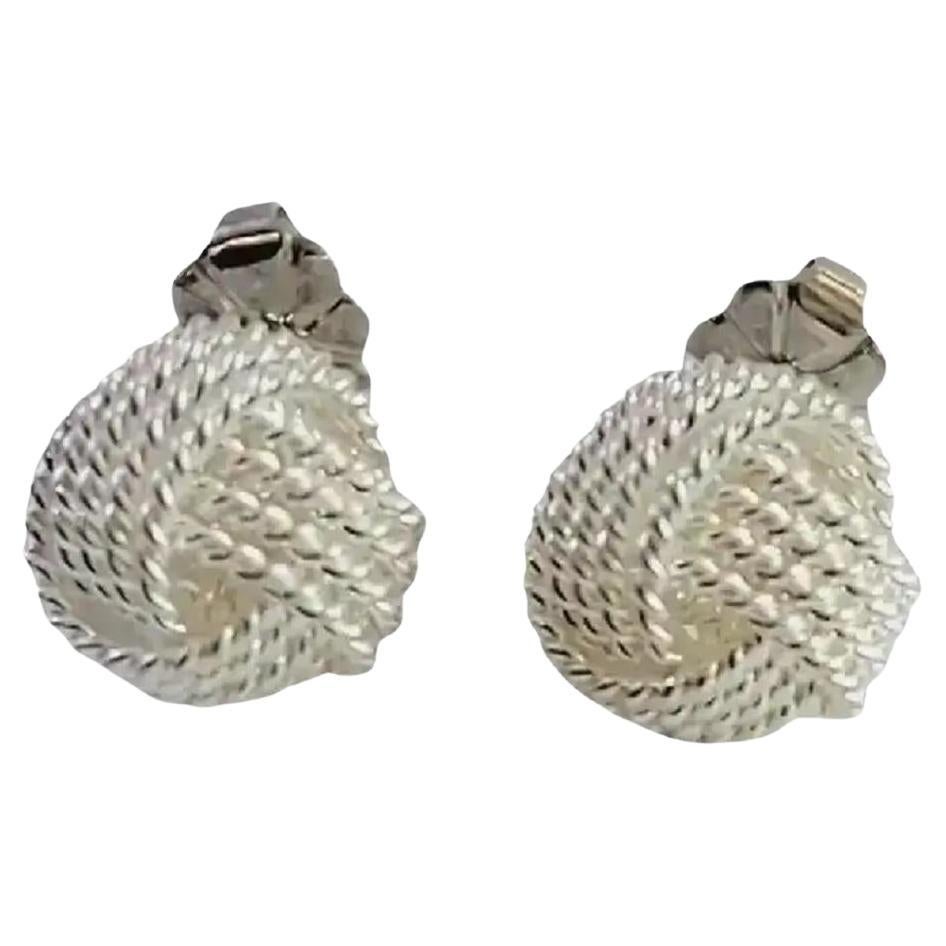 Tiffany & Co. Silver Twist Knot Earrings For Sale