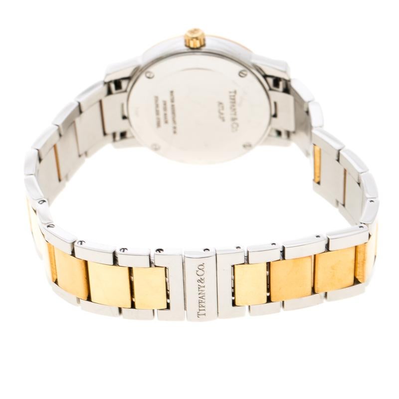 Tiffany & Co. Silver White Yellow Gold Plated Atlas Women's Wristwatch 29 mm Damen
