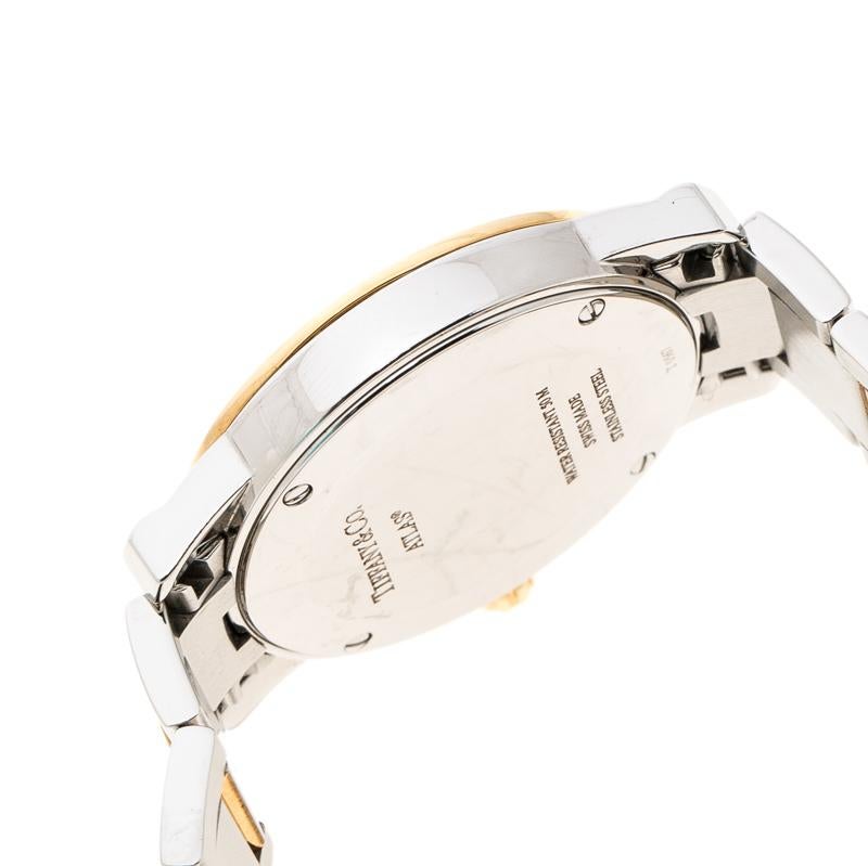 Tiffany & Co. Silver White Yellow Gold Plated Atlas Women's Wristwatch 29 mm 1