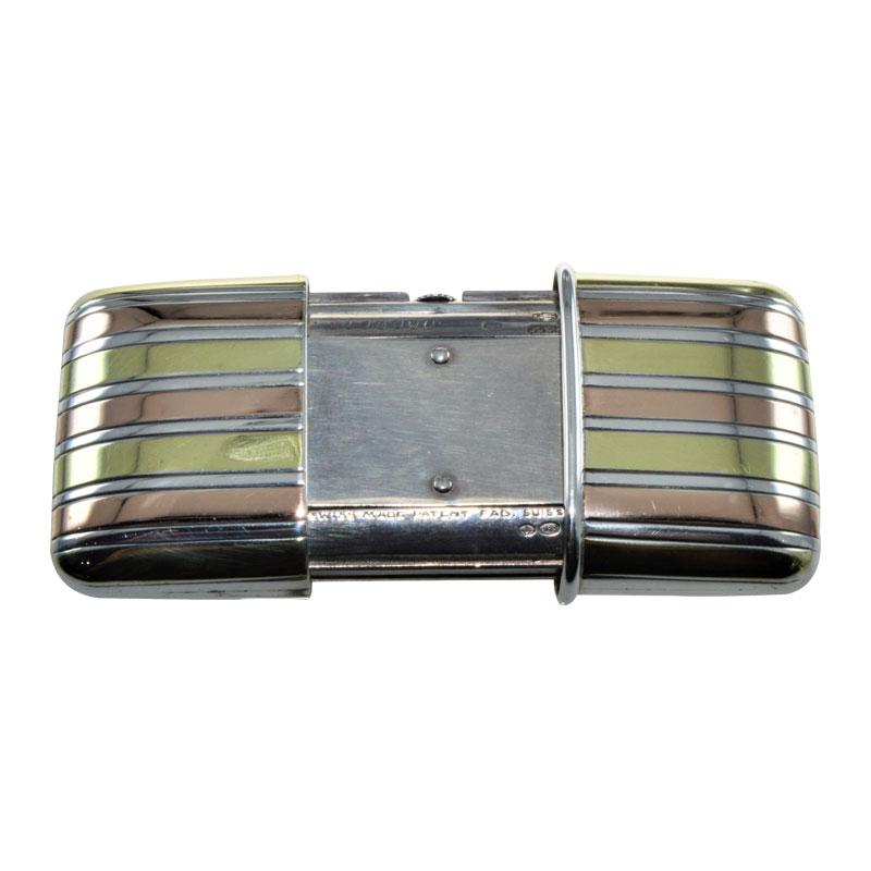 Tiffany & Co. Silver with Multi-Color Gold Inlay Art Deco Ermeto, circa 1920s In Excellent Condition In Long Beach, CA