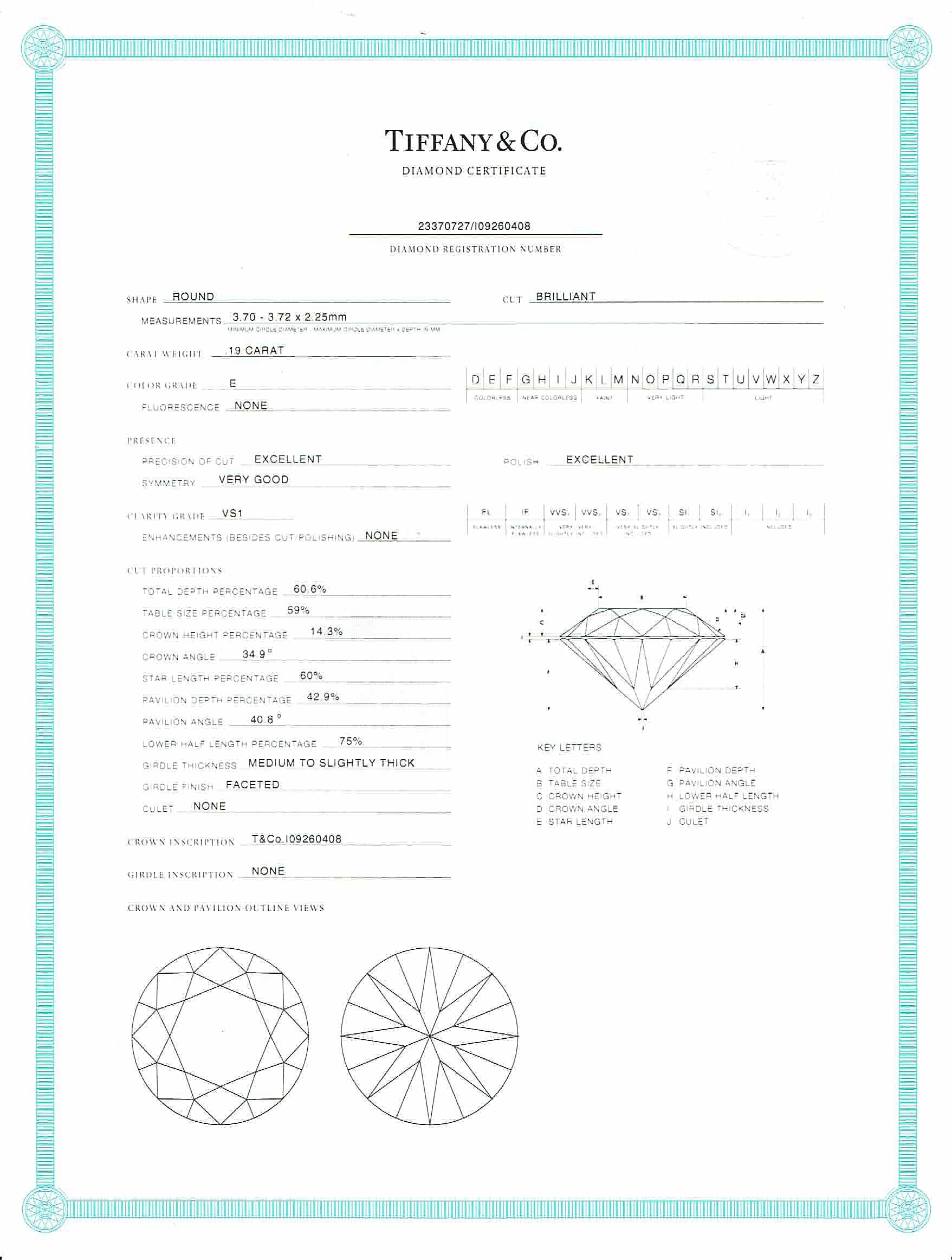 Women's or Men's Tiffany & Co. Single Stone Diamond Engagement Ring For Sale