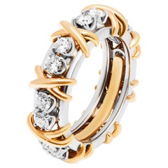 Tiffany & Co. Seize pierres en platine/or jaune avec diamants