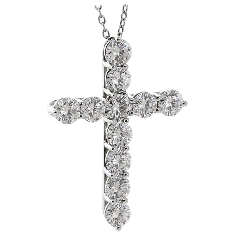 Tiffany & Co. Small Diamond Cross 0.47 Carat Platinum Pendant Necklace