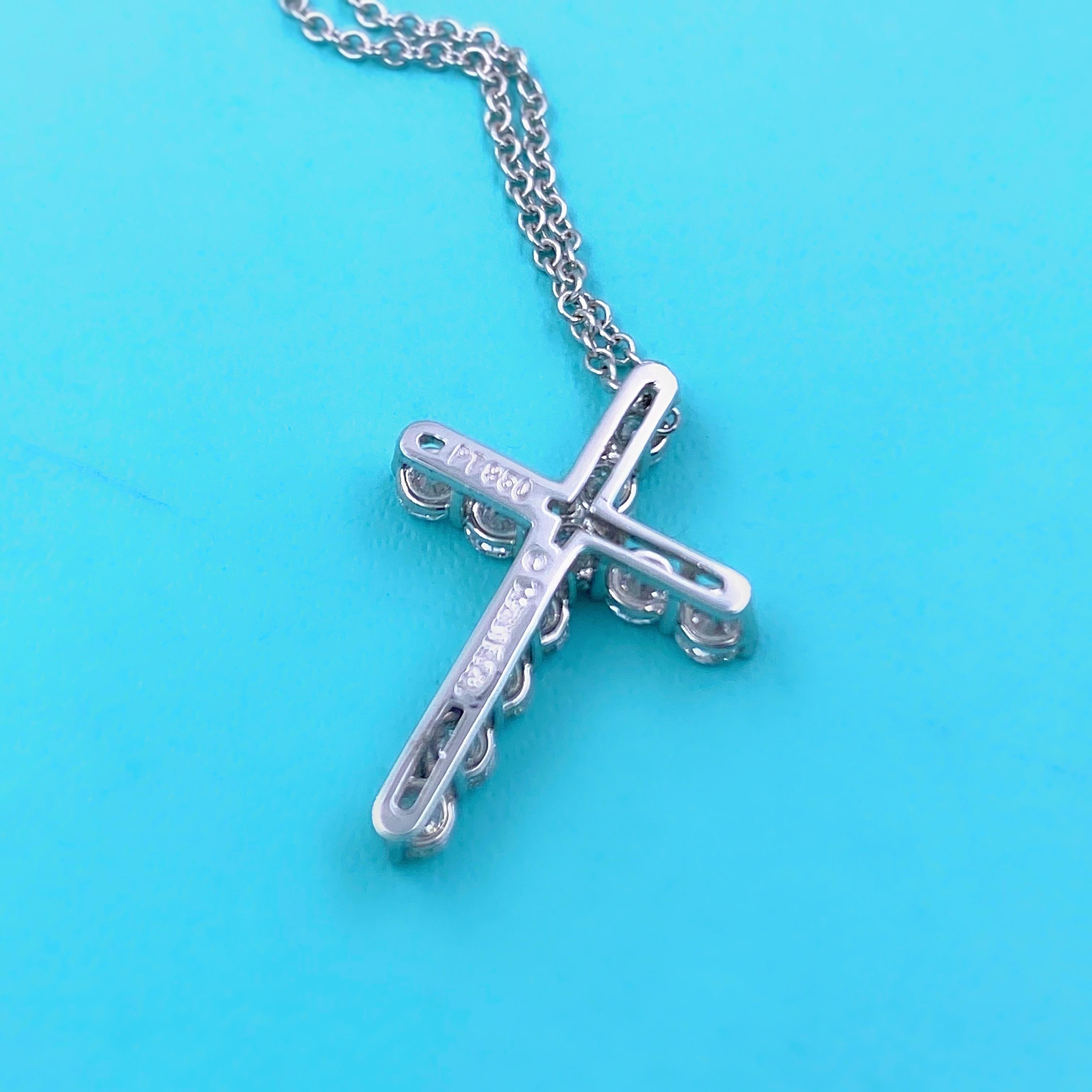 Tiffany & Co. Small Diamond Cross 0.47 Carat Platinum Pendant Necklace 1