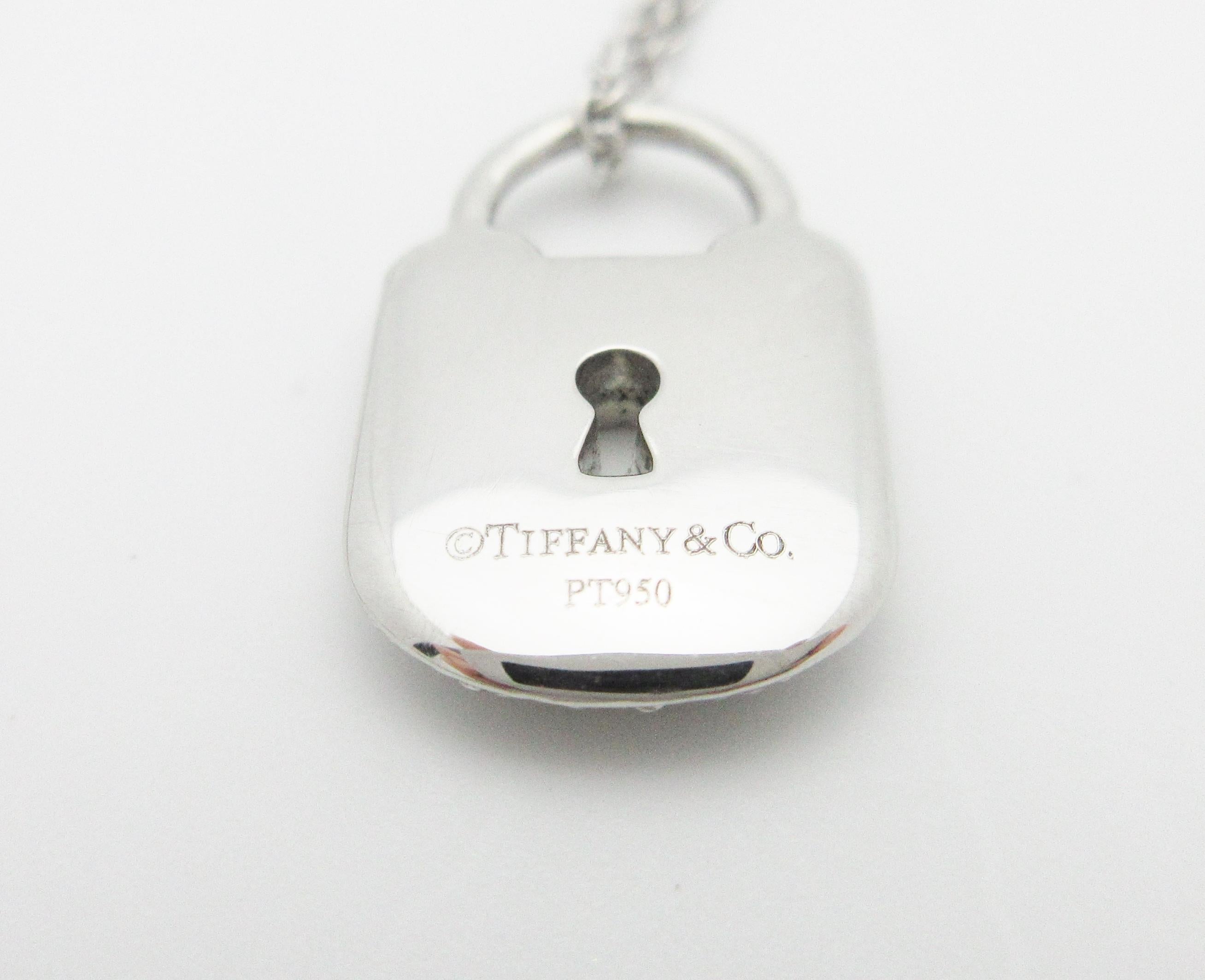Round Cut Tiffany & Co. Small Diamond Padlock Necklace