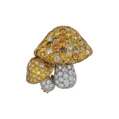 Vintage Tiffany & Co. Small Multicolored Diamond Mushroom Pin