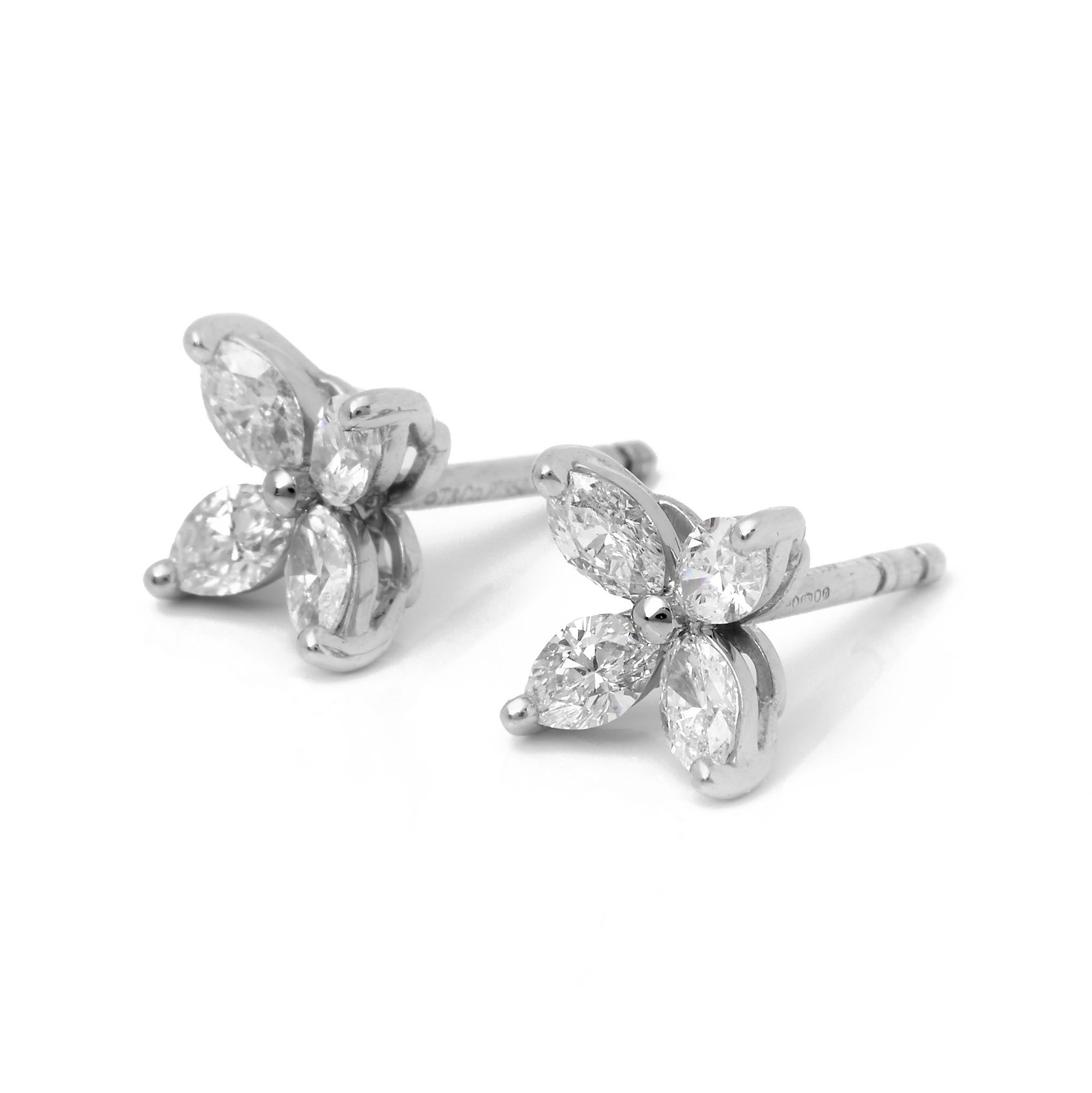 These earrings by Tiffany & Co are from their Victoria collection featuring 8 marquise cut diamonds totalling 0.64ct, made in platinum. Accompanied with a Tiffany box. Our Xupes reference is J570 should you need to quote this. 