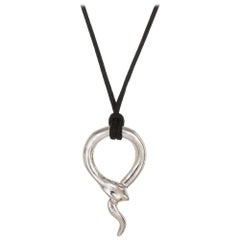 Tiffany & Co Snake Necklace Else Peretti Sterling Silver Black Cord Estate