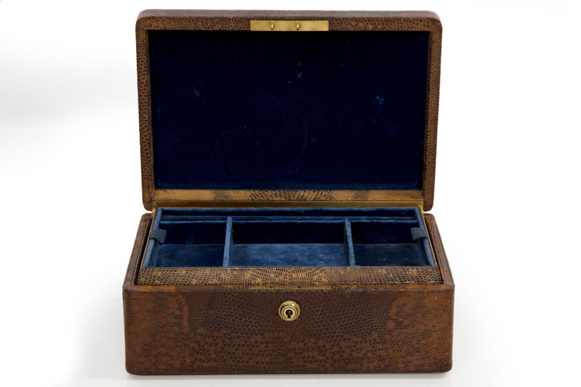 American Tiffany & Co. Snake Skin Jewelry Box with Bramah Locks, circa 1880