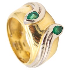 TIFFANY & CO. Snakes Cocktail Ring In Two Tones 18Kt Gold With Muzo Emeralds