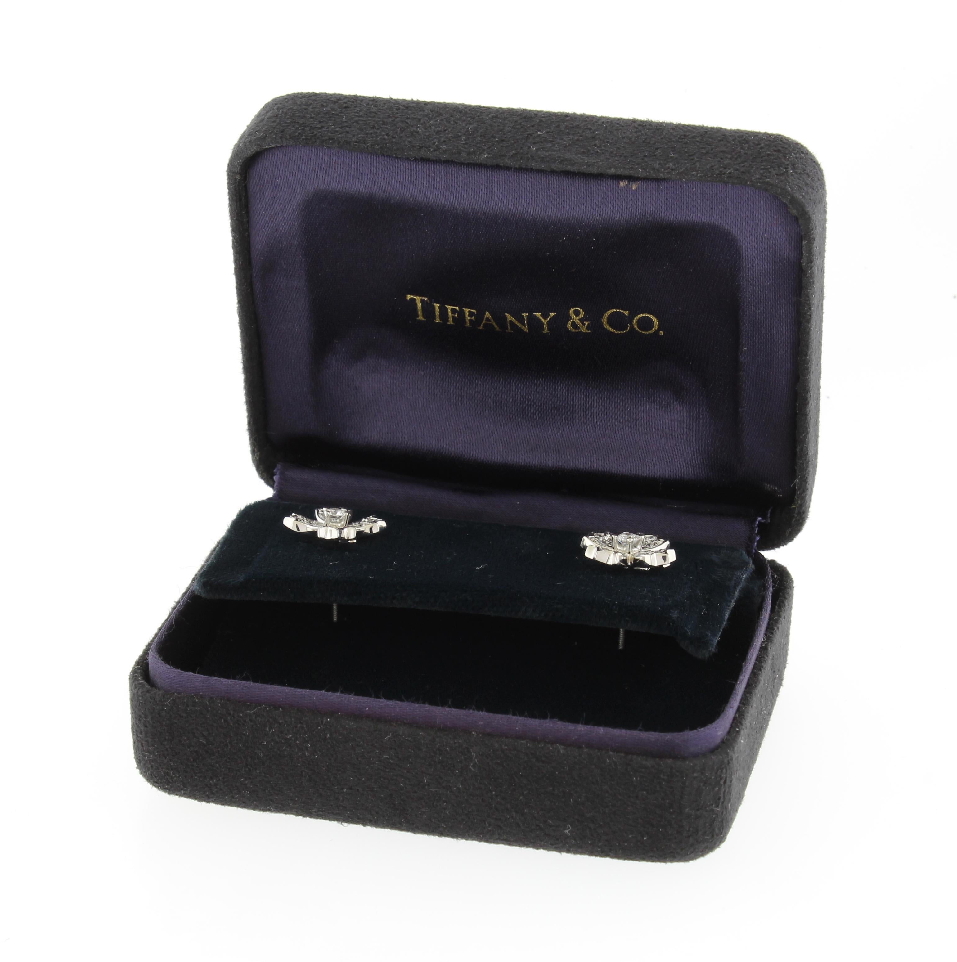 Brilliant Cut Tiffany & Co. Snowflake Floret Diamond Stud Earrings