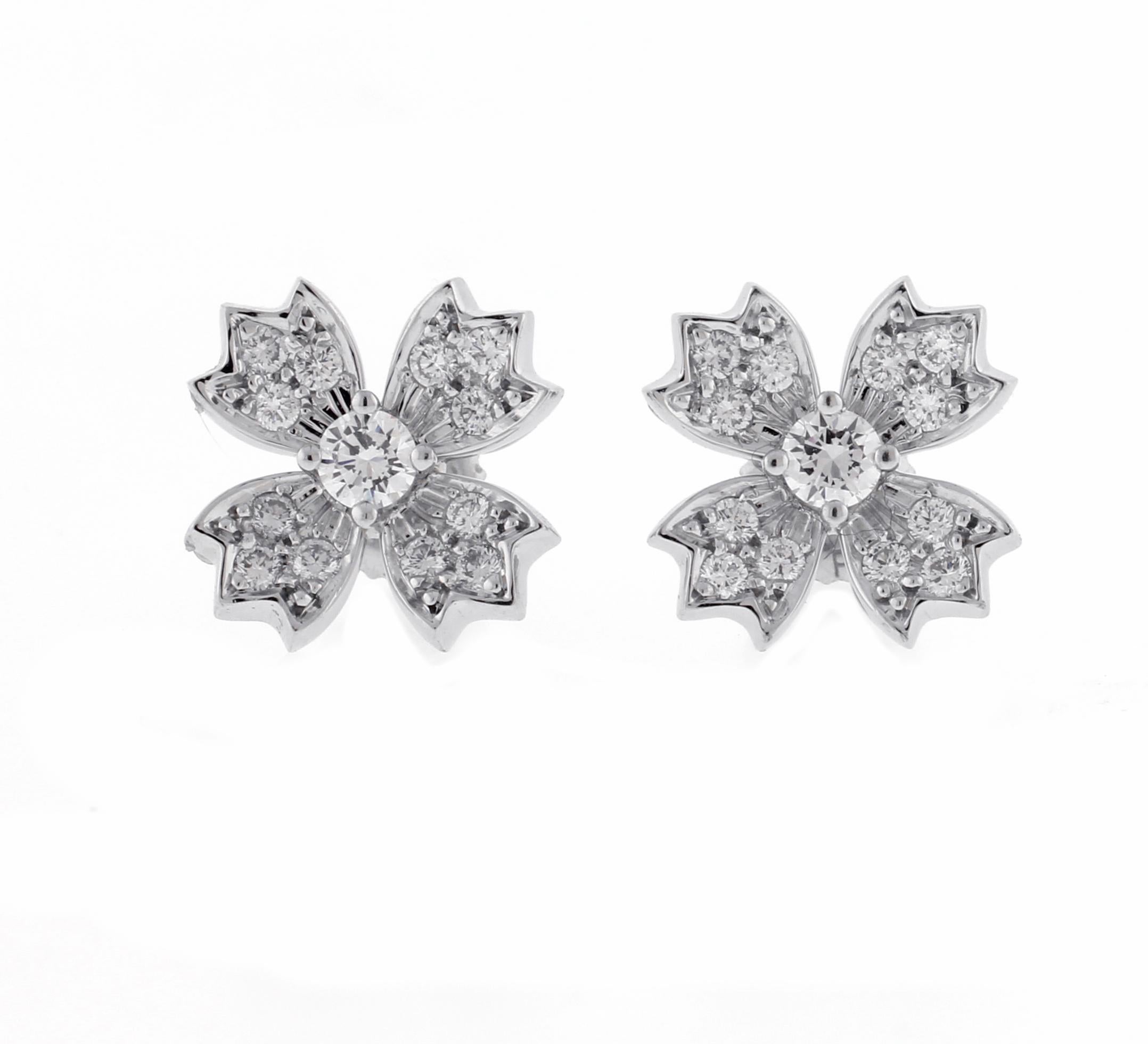 Tiffany & Co. Snowflake Floret Diamond Stud Earrings In Excellent Condition In Bethesda, MD
