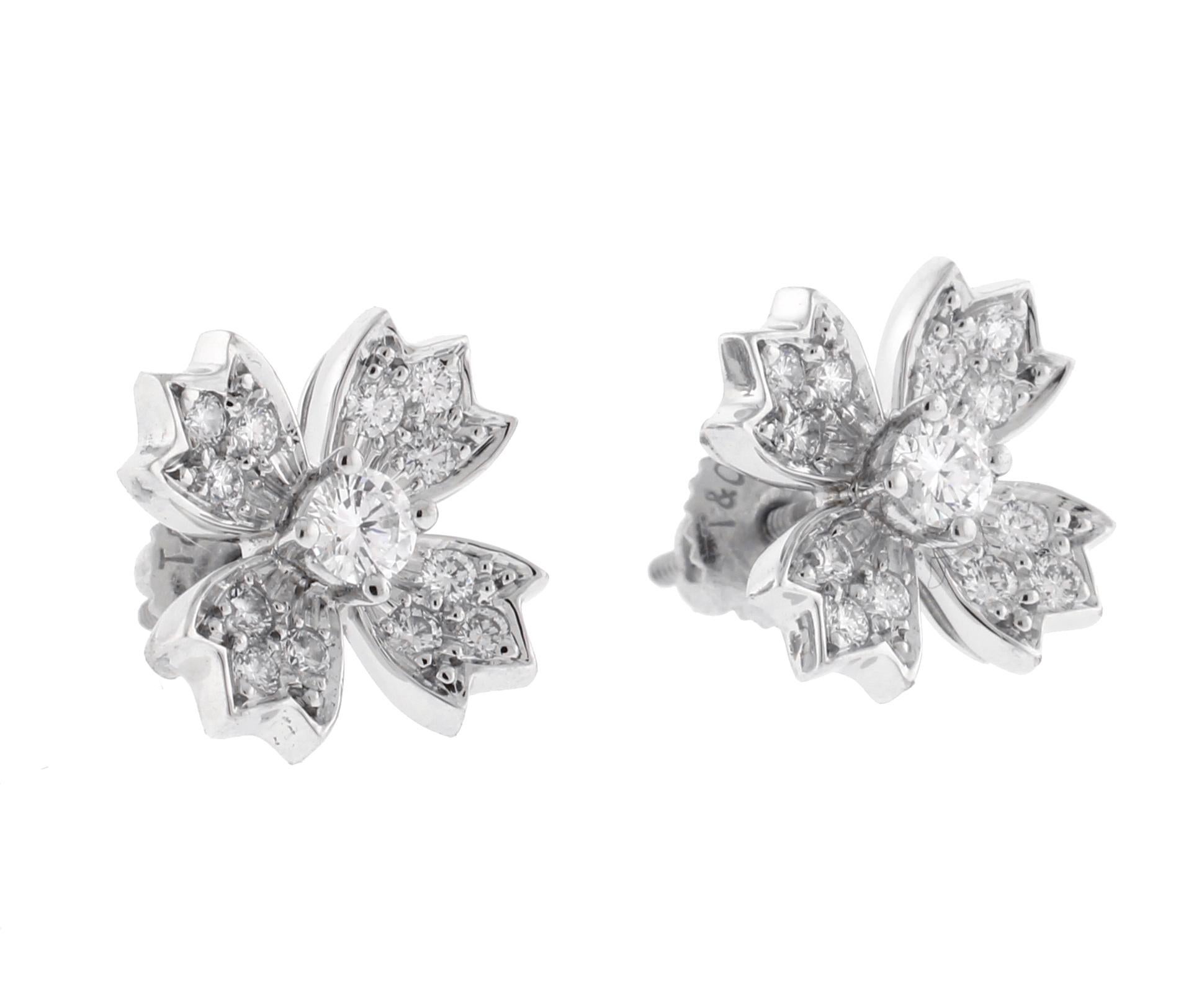 Women's or Men's Tiffany & Co. Snowflake Floret Diamond Stud Earrings