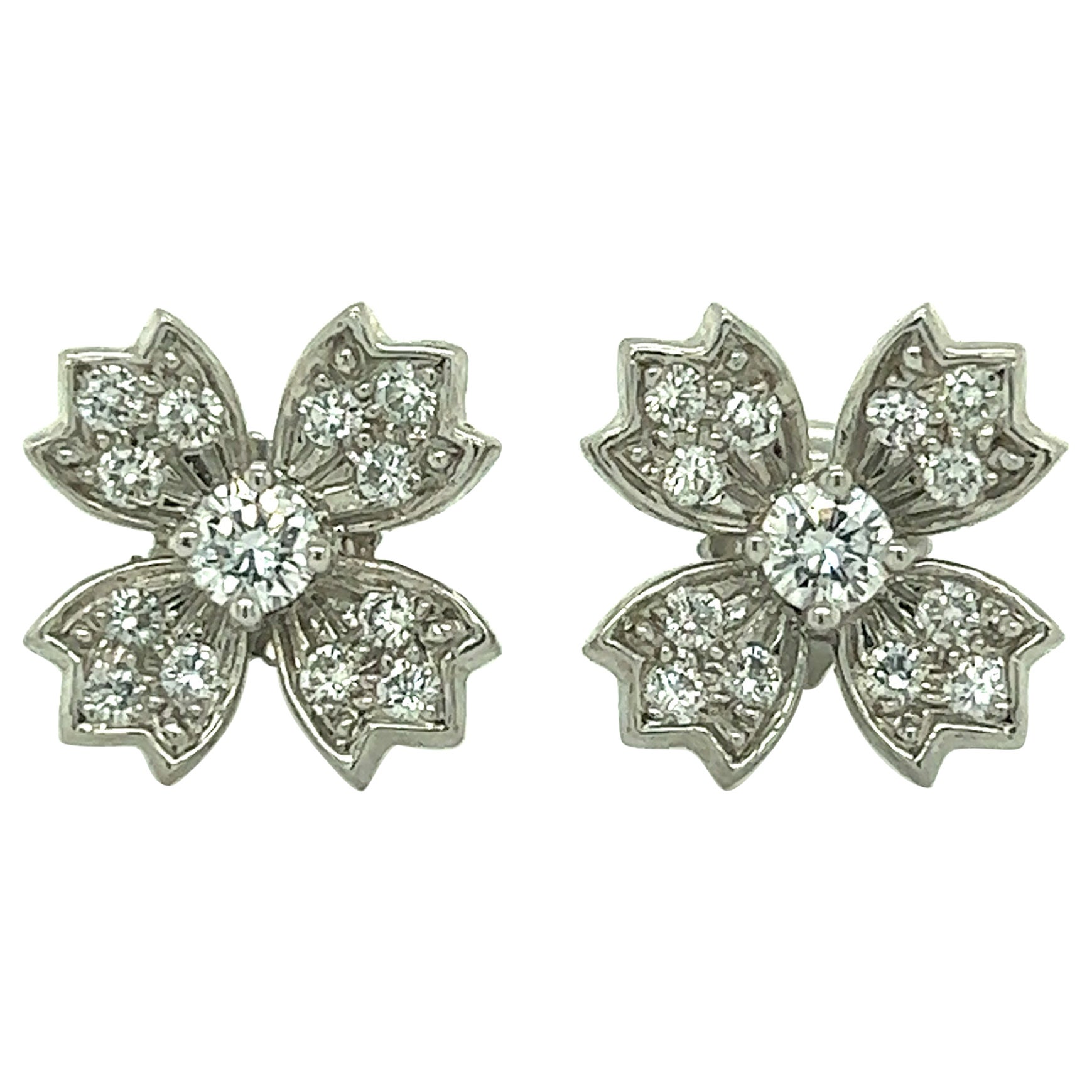 Tiffany & Co. Schneeflocken-Diamant-Ohrstecker aus Platin mit 0,70 Karat