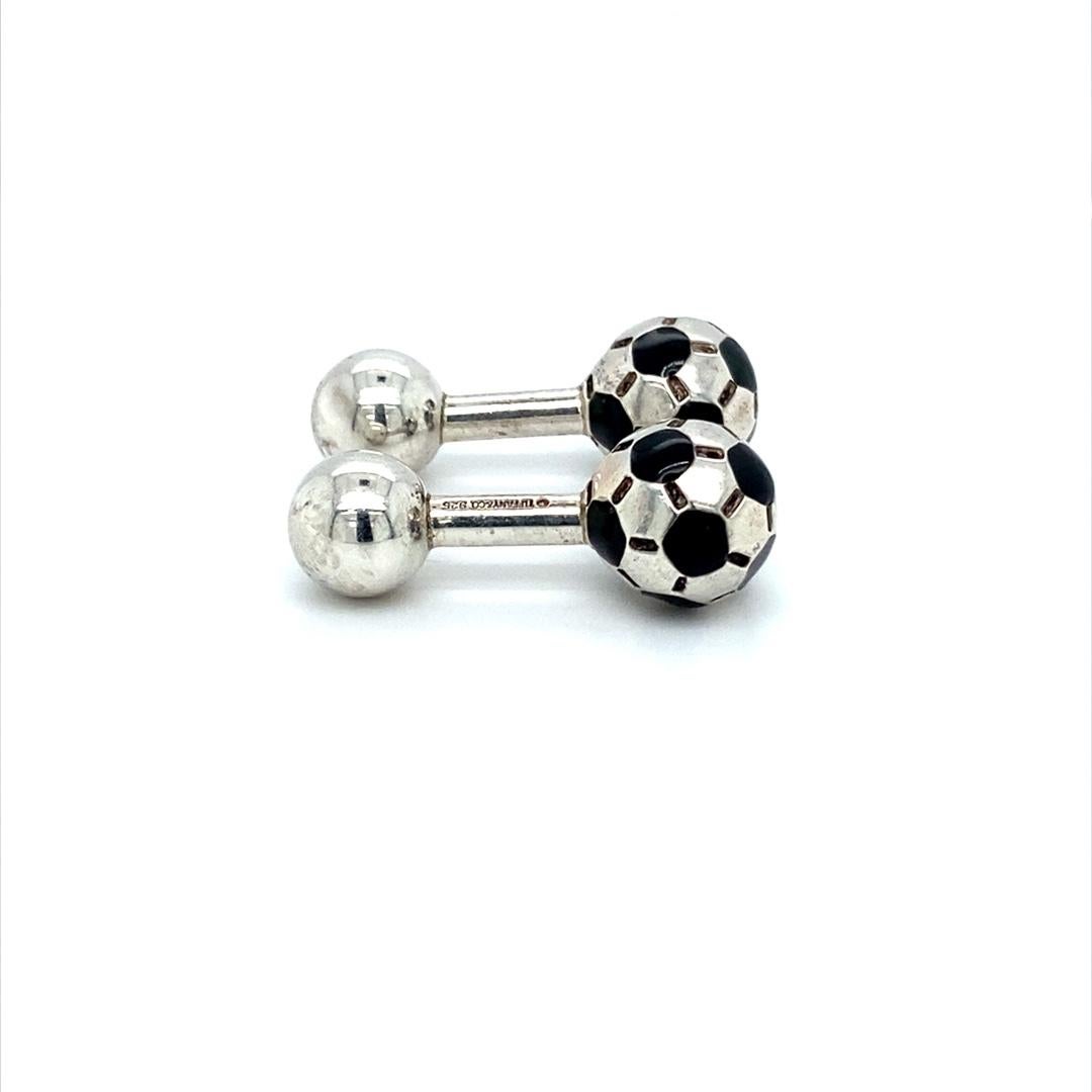 Retro Tiffany & Co. Soccer Ball Cufflinks, Sterling Silver