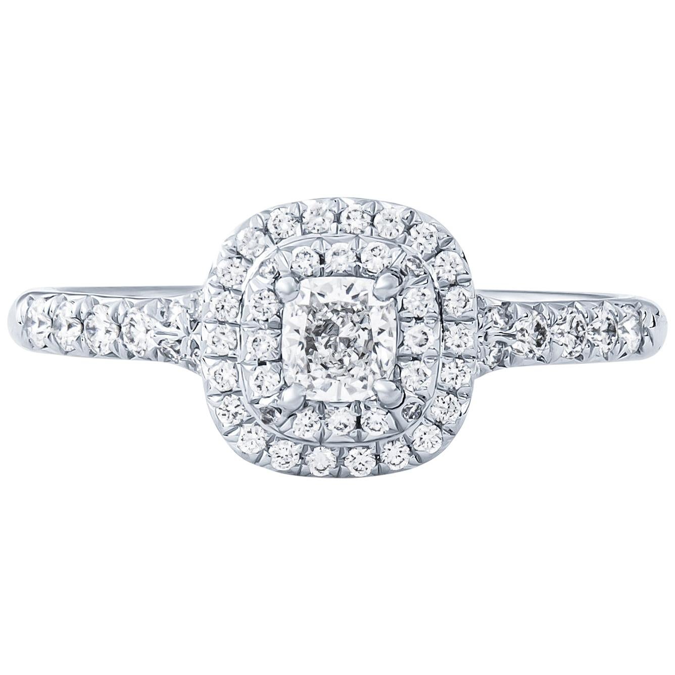 Tiffany & Co. Soleste 0.24 Carat Cushion Cut Diamond Engagement Ring, 18 Karat