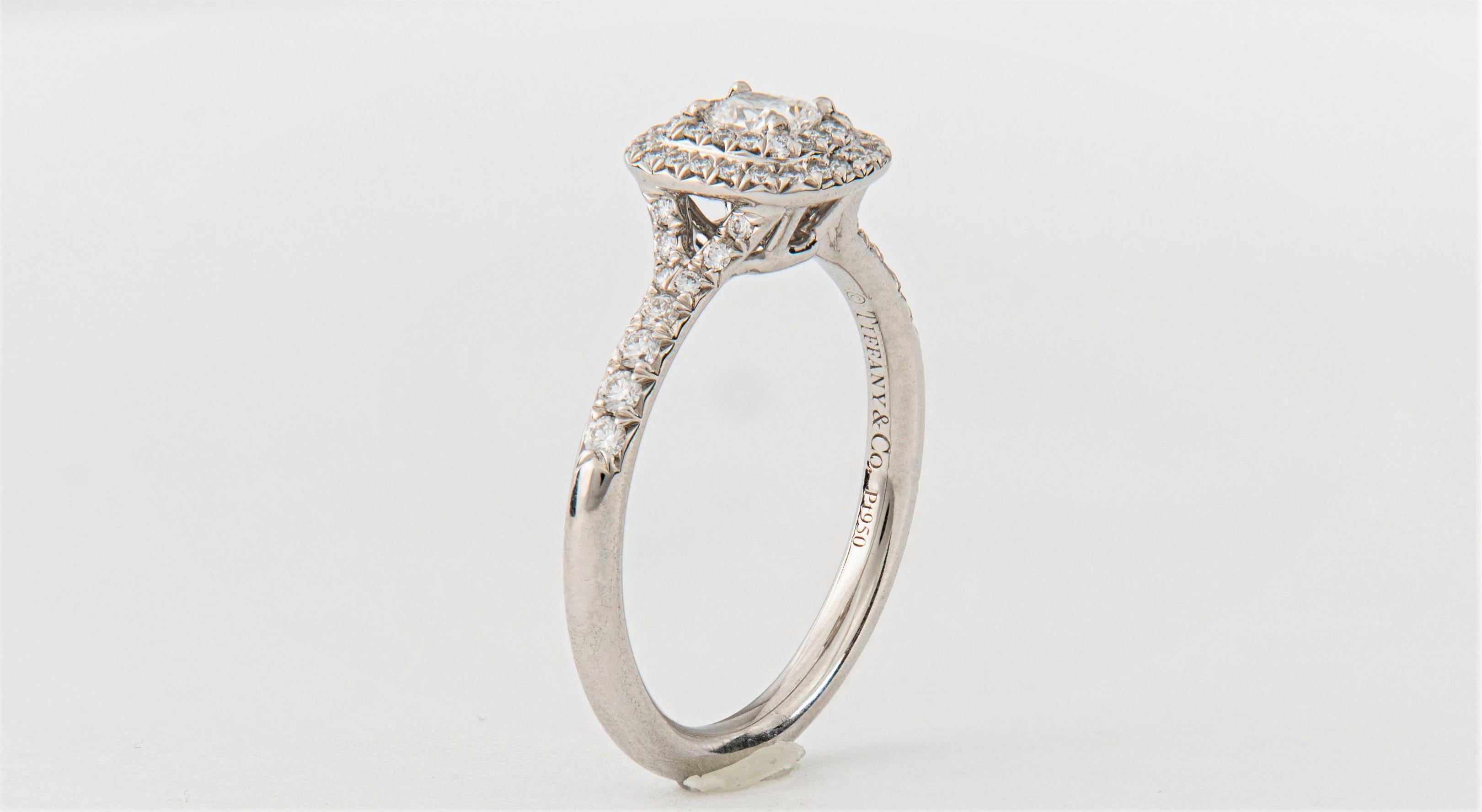 Tiffany & Co. Soleste 0.24 Carat Cushion Cut Diamond Engagement Ring, 18 Karat In Excellent Condition In Houston, TX