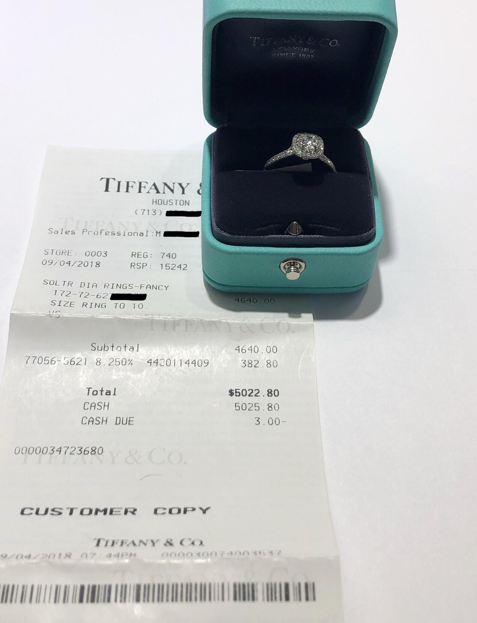 Women's Tiffany & Co. Soleste 0.24 Carat Cushion Cut Diamond Engagement Ring, 18 Karat