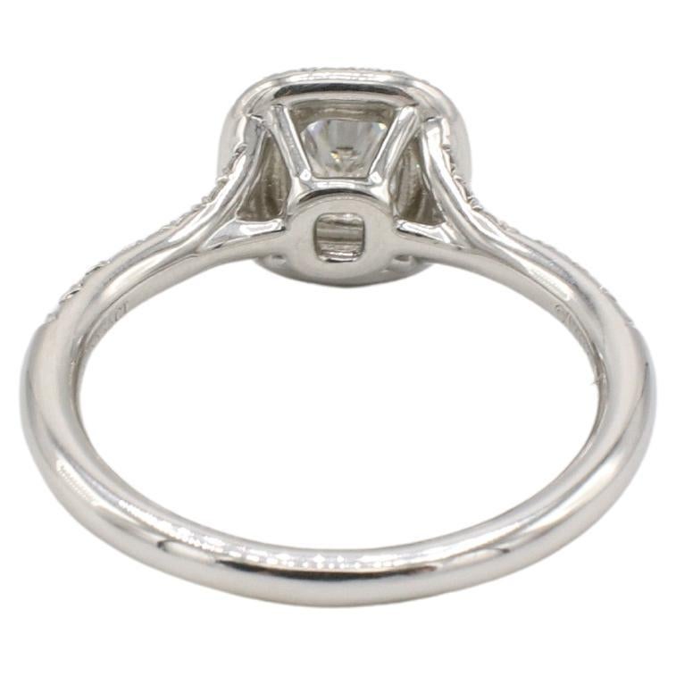 Modern Tiffany & Co. Soleste 0.36ct G VS1 Cushion Natural Diamond Halo Engagement Ring For Sale