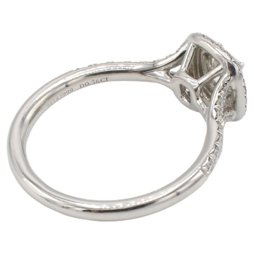 Cushion Cut Tiffany & Co. Soleste 0.36ct G VS1 Cushion Natural Diamond Halo Engagement Ring For Sale