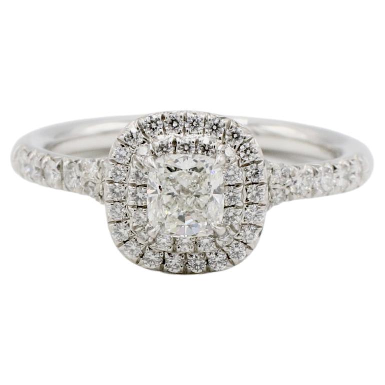 Tiffany & Co. Soleste 0.36ct G VS1 Cushion Natural Diamond Halo Engagement Ring For Sale