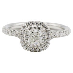 Tiffany & Co. Soleste Verlobungsring 0,36 Karat G VS1 Kissenschliff natürlicher Diamant Halo