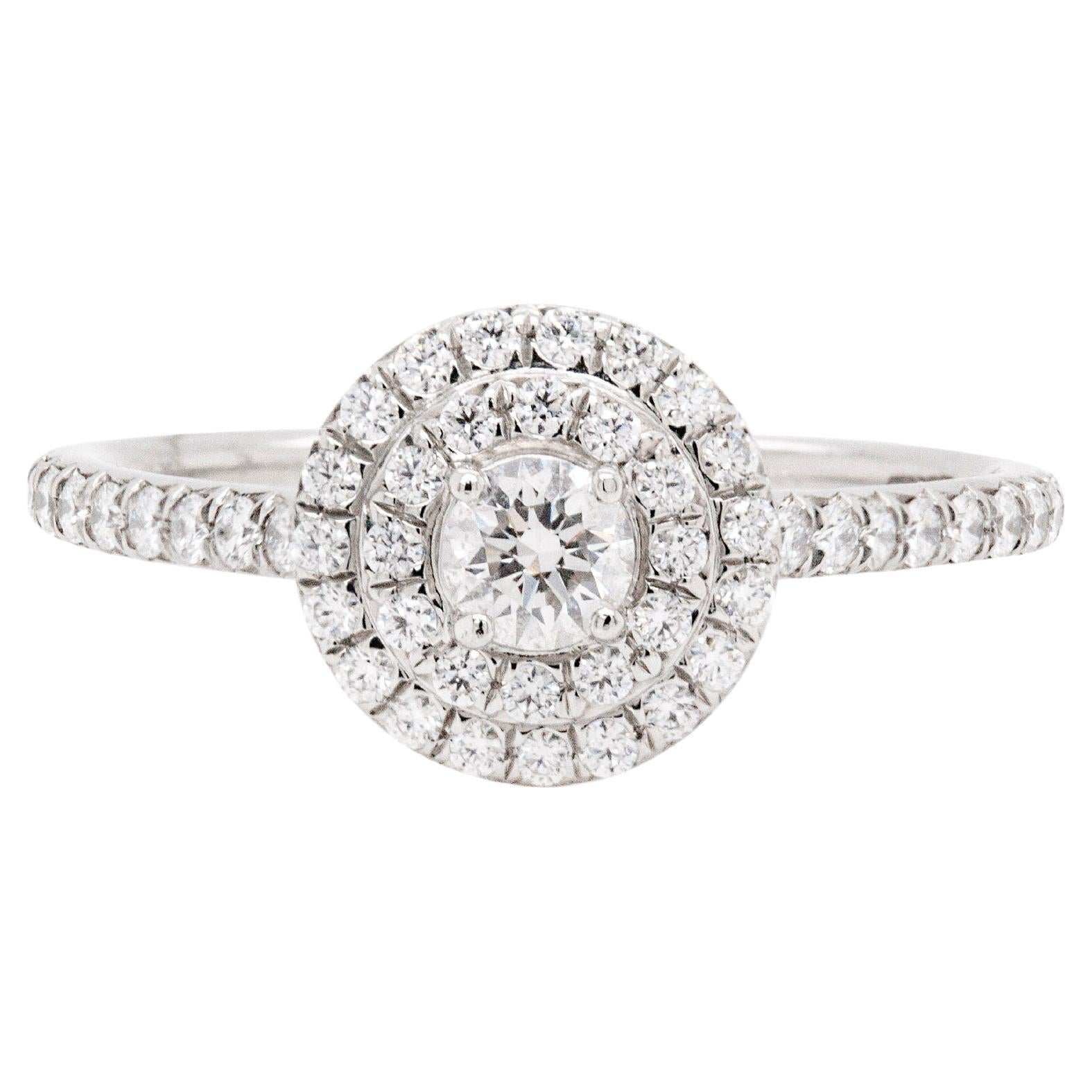 Tiffany & Co. Soleste 0.43ct Diamond and Platinum Halo Cluster Engagement Ring For Sale