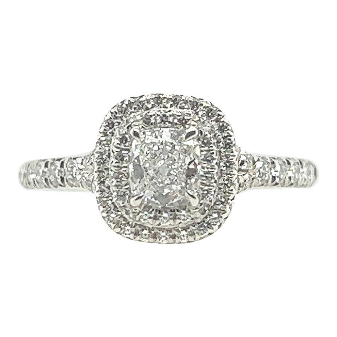 Tiffany & Co. Anello aureolato con diamante naturale certificato D da 0.71 carati