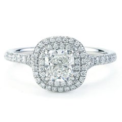 Tiffany & Co Soleste 1.07ct Cushion Diamond Center Halo Engagement Ring