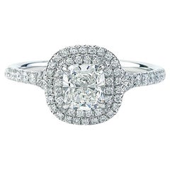 Tiffany & Co Soleste 1.07ct Cushion Diamond Center Halo Engagement Ring