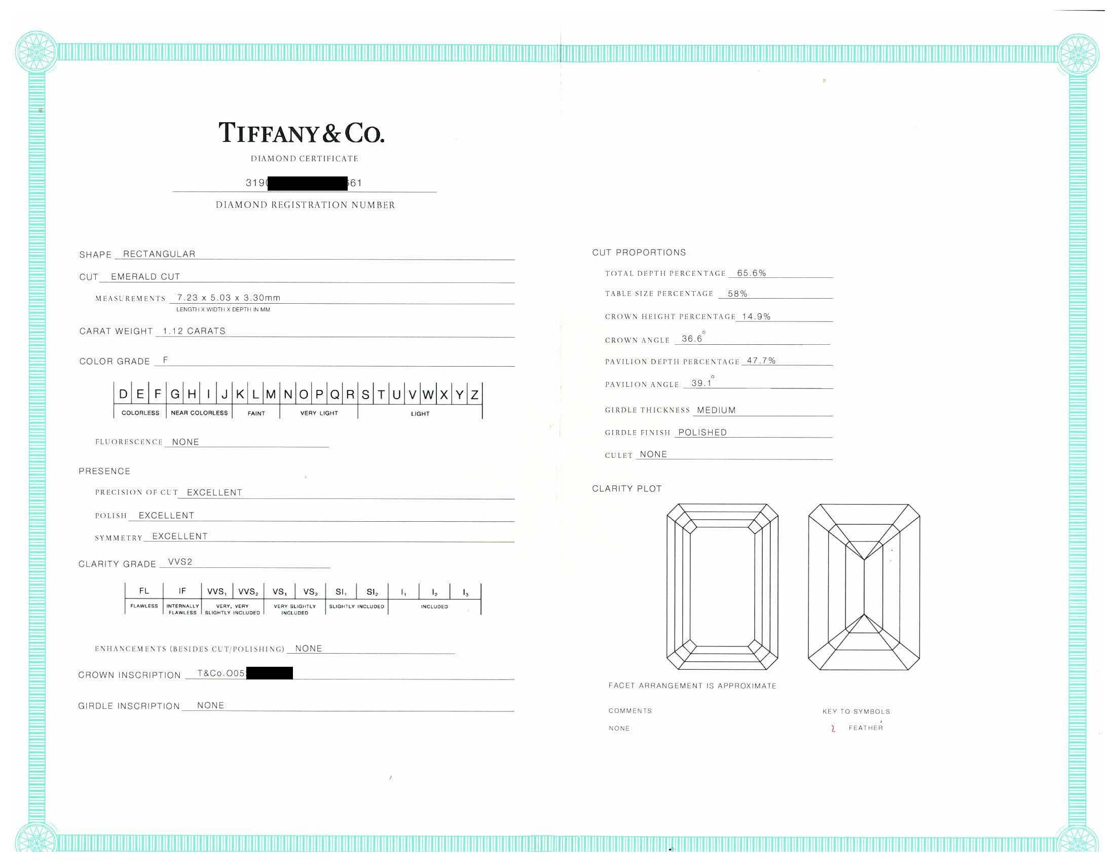 Tiffany & Co. Soleste 1.12 Ct Center Emerald Cut Halo Engagement Ring - F VVS2 6
