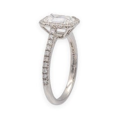 Tiffany & Co. Soleste 1.12 Ct Center Emerald Cut Halo Engagement Ring - F VVS2