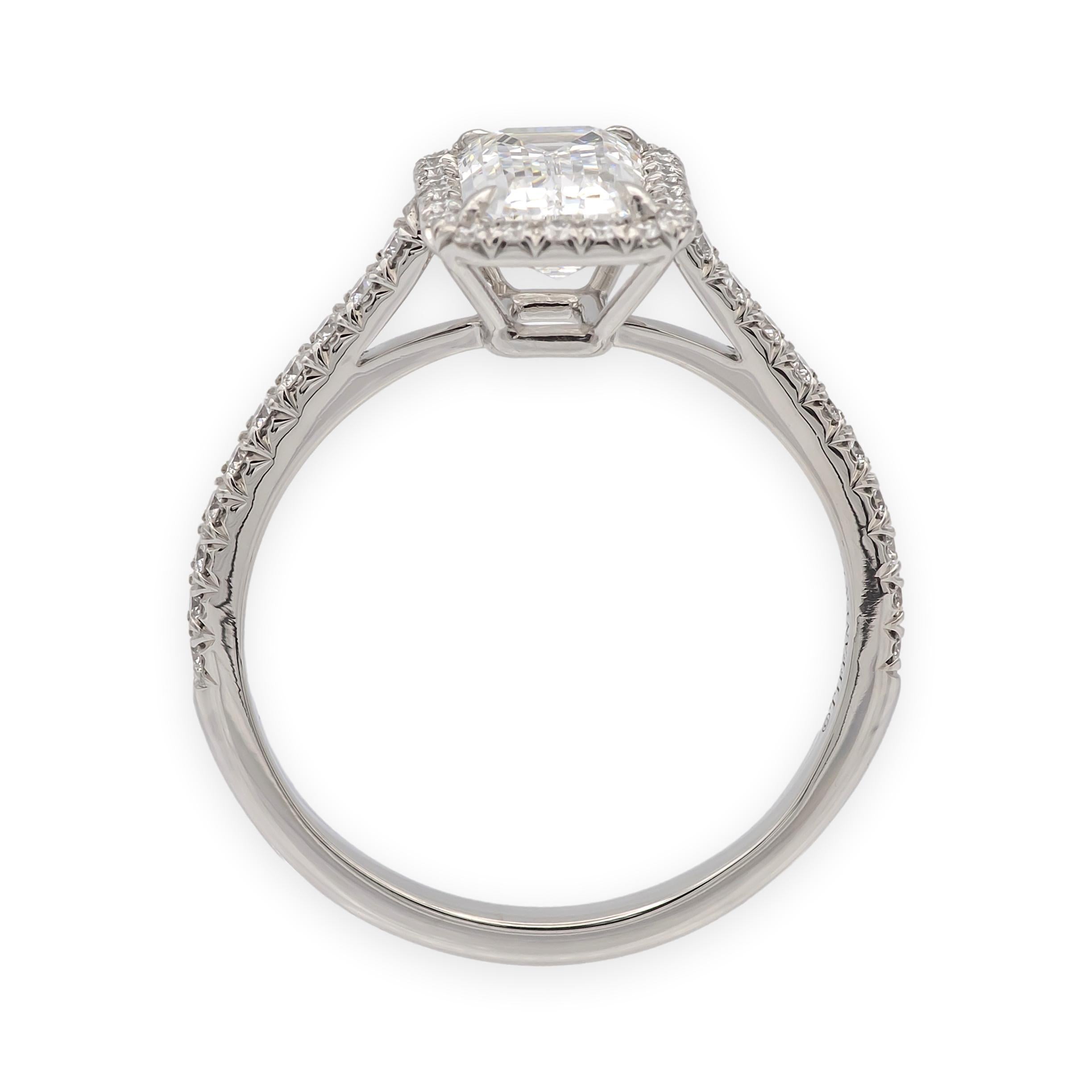 Tiffany & Co. Soleste 1.12 Ct Center Emerald Cut Halo Engagement Ring - F VVS2 2