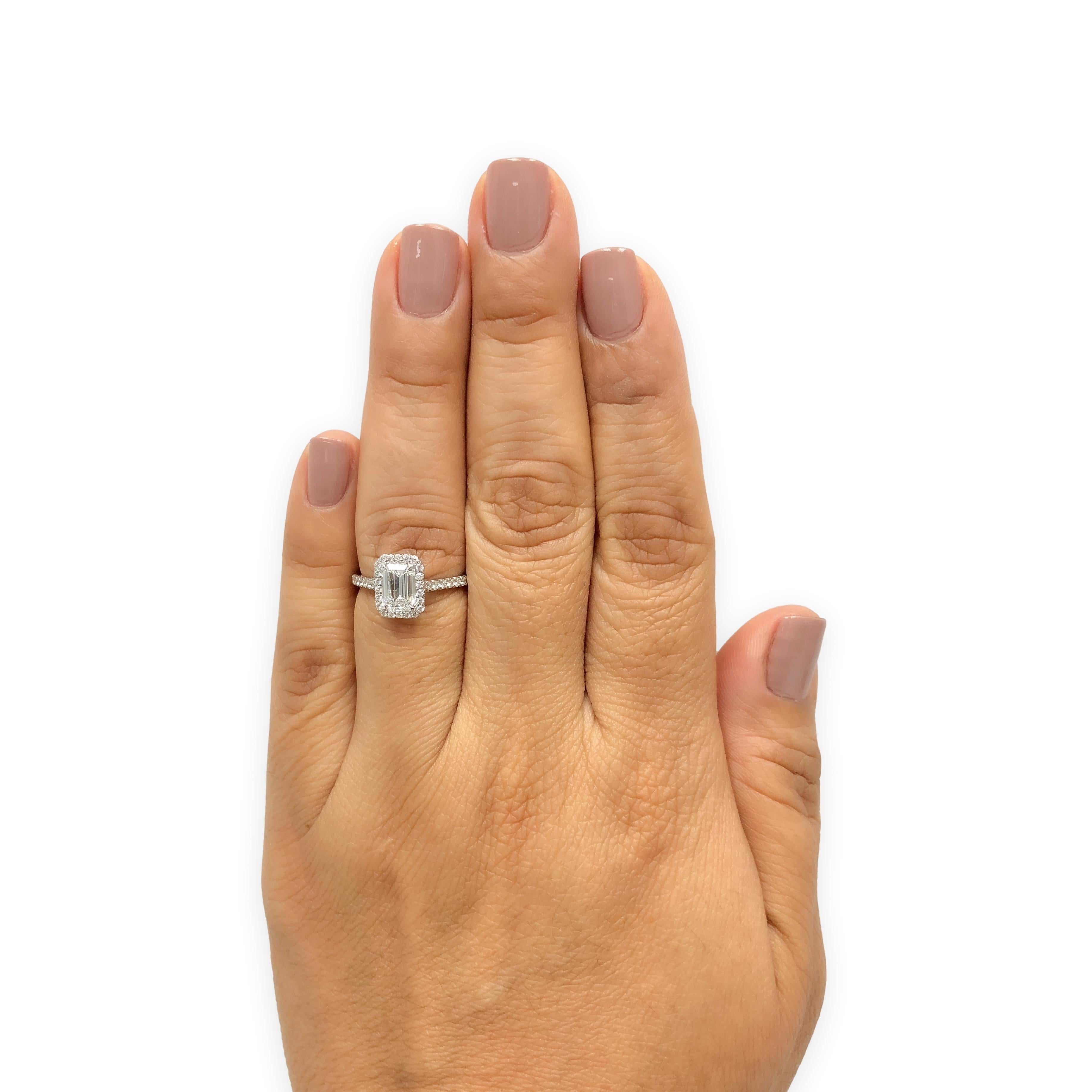 Tiffany & Co. Soleste 1.12 Ct Center Emerald Cut Halo Engagement Ring - F VVS2 3