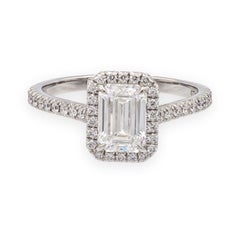 Tiffany & Co. Soleste 1.12 Ct Center Emerald Cut Halo Engagement Ring - F VVS2