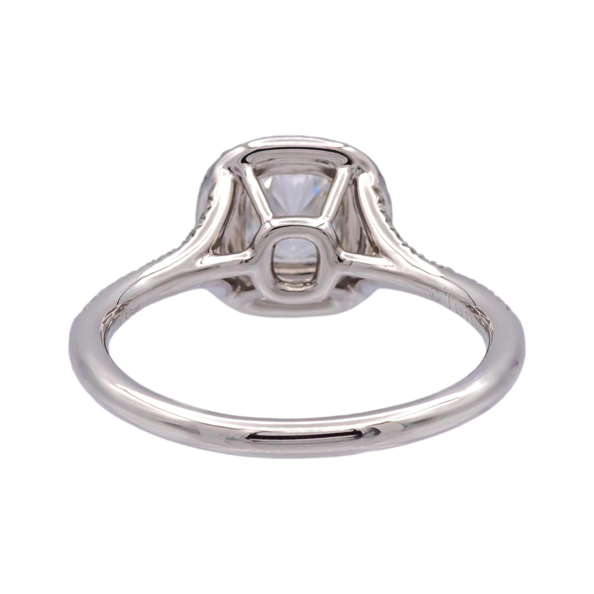 Cushion Cut Tiffany & Co. Soleste 1.16 cts total Cushion Diamond Engagement Ring F VVS2 Plat