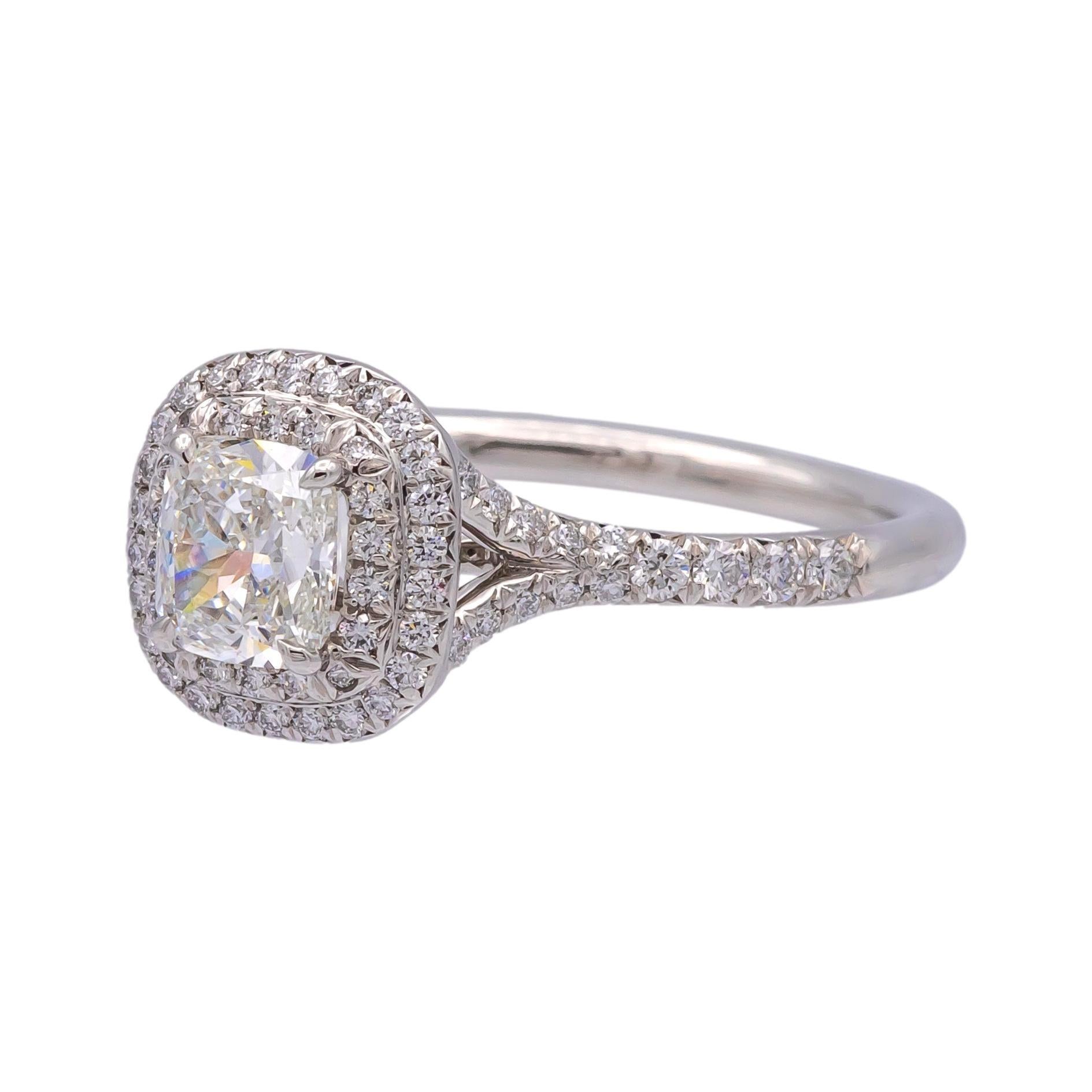 Women's Tiffany & Co. Soleste 1.16 cts total Cushion Diamond Engagement Ring F VVS2 Plat