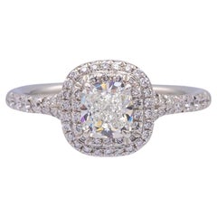 Tiffany & Co. Soleste 1.16 cts total Cushion Diamond Engagement Ring F VVS2 Plat