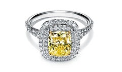 Tiffany & Co. Soleste 1.24 Carat Cushion Vivid Yellow Diamond Engagement Ring