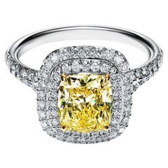 Tiffany & Co. Soleste 1.24 Carat Cushion Vivid Yellow Diamond Engagement Ring