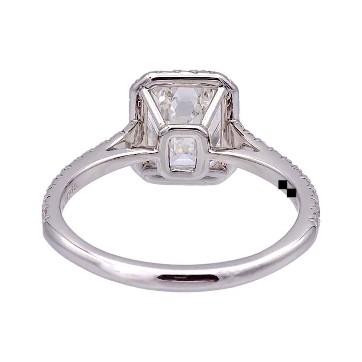 Women's Tiffany & Co. Soleste 1.38 Ct Center Emerald Cut Halo Engagement Ring - H VS1