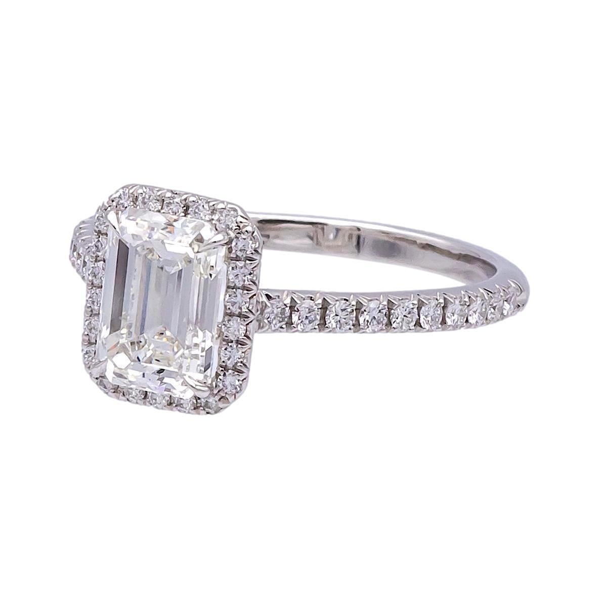 Tiffany & Co. Soleste 1.38 Ct Center Emerald Cut Halo Engagement Ring - H VS1 2
